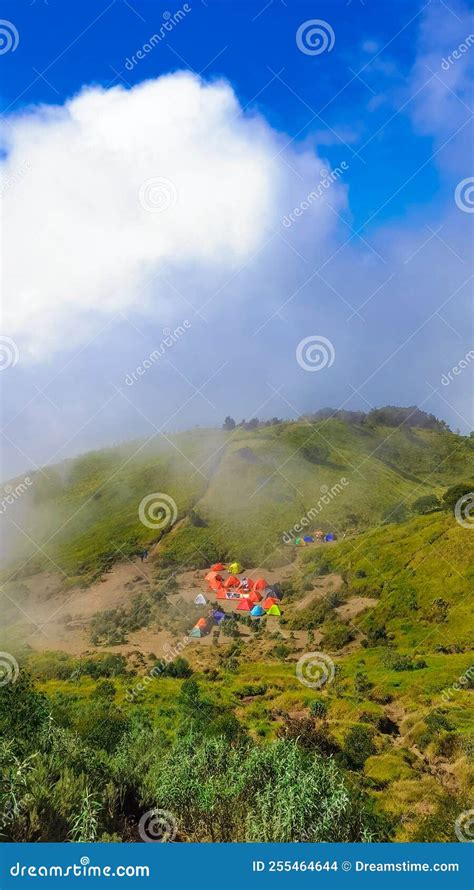 Camp site mt merbabu stock photo. Image of screenshot - 255464644