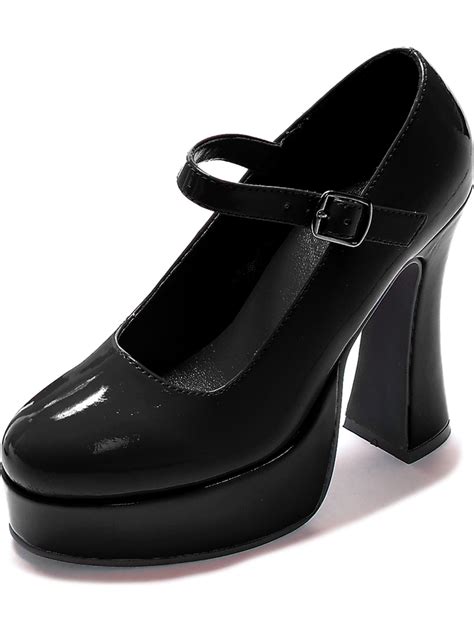 SummitFashions - 5 Inch Women's Sexy Mary Jane Shoes Mid Platform Chunky Heel Shoe - Walmart.com ...