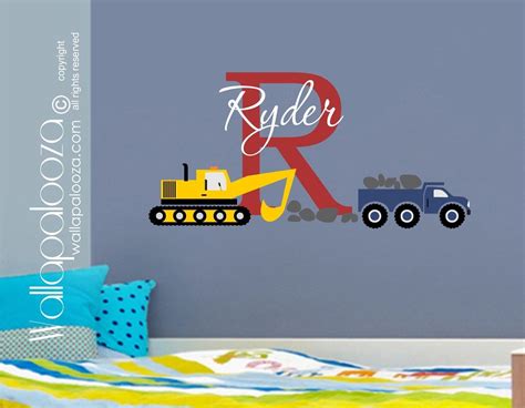 Construction Wall Decal - Trucks Wall Decal - Nursery Wall Decal for ...