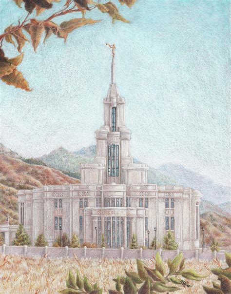 Payson UT LDS Temple Drawing by Pris Hardy - Fine Art America