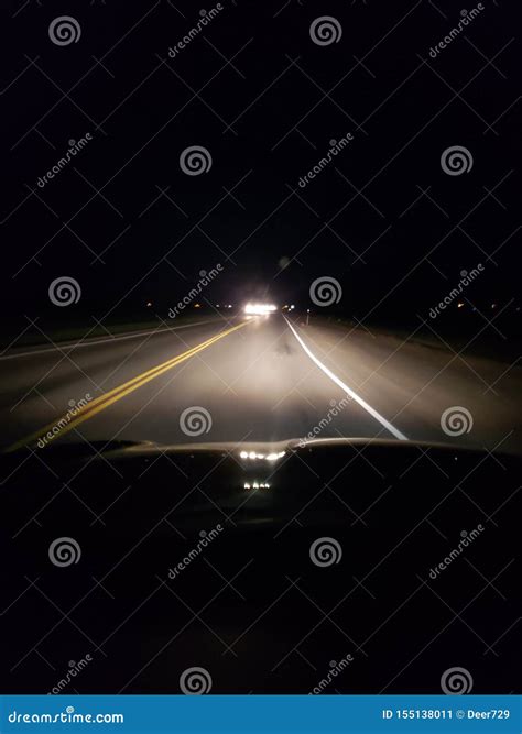 Night Driving on a Two Lane Rural Road Stock Image - Image of early, safety: 155138011