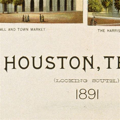 1891 Old Map Houston Antique Map of Houston Old Historical - Etsy