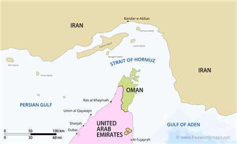 Strait of Hormuz map - by Freeworldmaps.net