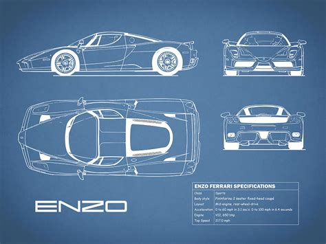 Enzo Ferrari Blueprint Photograph by Mark Rogan