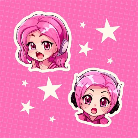 Premium Vector | Cute anime girl stickers