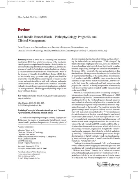 Left bundle-branch block-pathophysiology, prognosis, and clinical