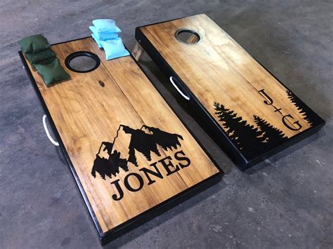 Custom Tree and Mountain Cornhole Boards Outdoor Wedding - Etsy