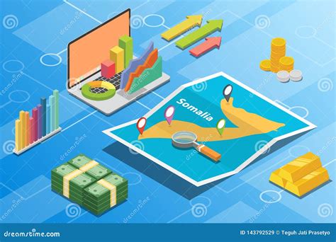 Somalia Isometric Financial Economy Condition Concept for Describe ...