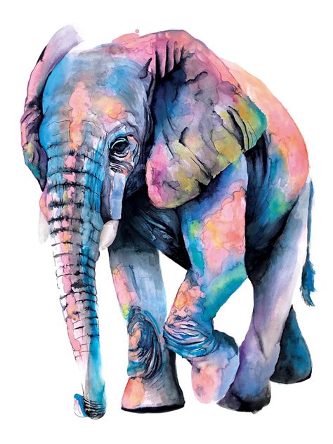 Elephant watercolor painting art digital download by Kate | Etsy