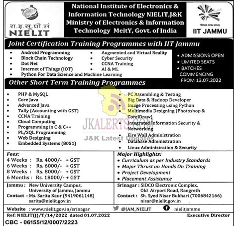 NIELIT Training Programmes with IIT Jammu | JKAlerts JK