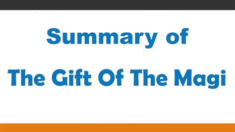 THE GIFT OF THE MAGI SUMMARY | SSLC 1st Language English | BY O Henry - YouTube