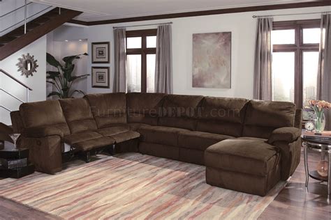 Dark Chocalate Micro Suede Contemporary Reclining Sectional Sofa