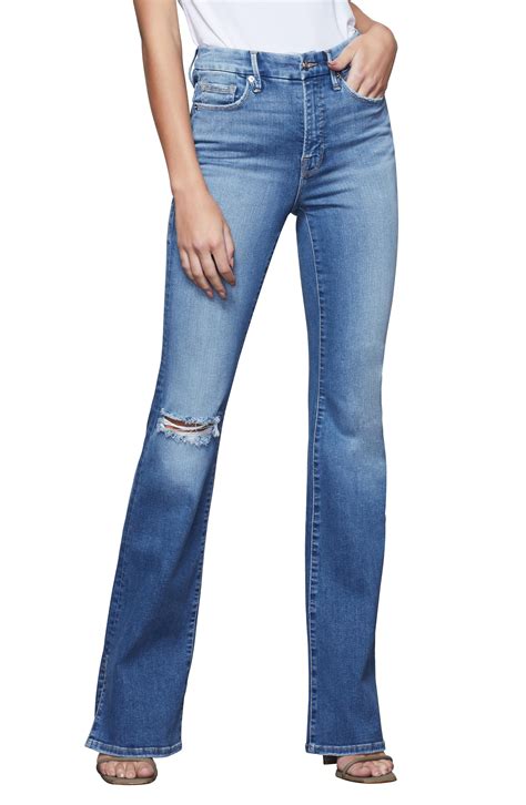 GOOD AMERICAN Denim Good Flare Ripped Split Hem Flare Jeans in Blue - Lyst