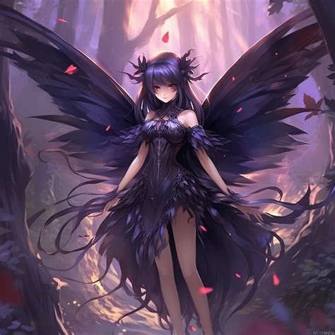 Premium Photo | A dark fairy in anime style