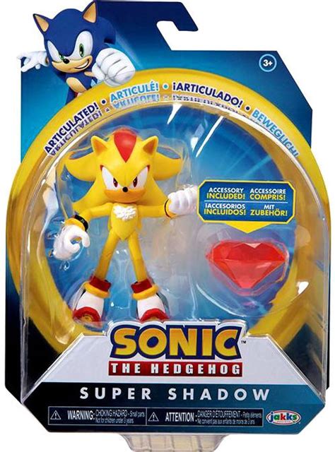 Sonic The Hedgehog Basic Wave 4 Super Shadow 4 Action Figure Modern, with Chaos Emerald Jakks ...