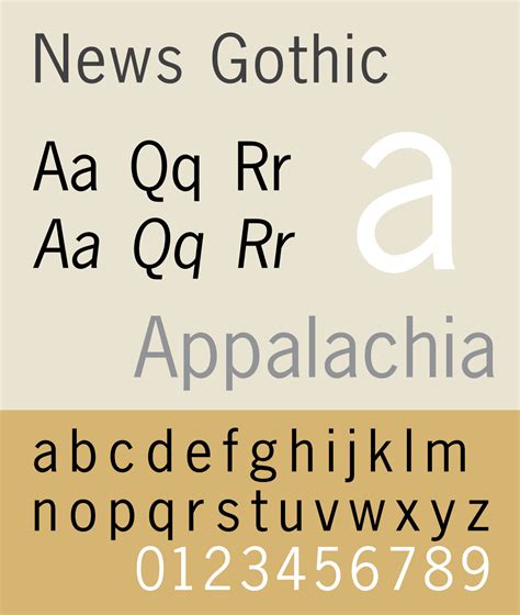 News Gothic | Gothic fonts, Typography fonts, Typeface font