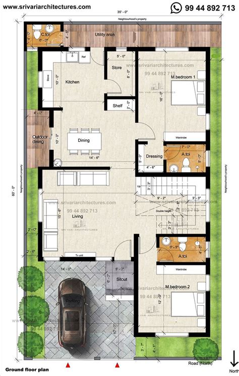 35' x 60' North Facing Floor Plan | Srivariarchitectures