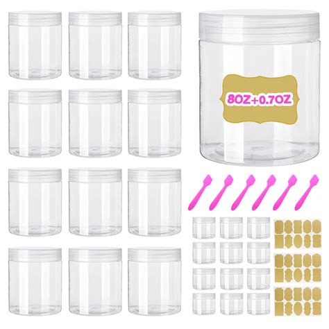 Amazon.com: AMORIX 8oz Clear Plastic Jars with Lids 8 oz Plastic Containers with Lids + 20g ...