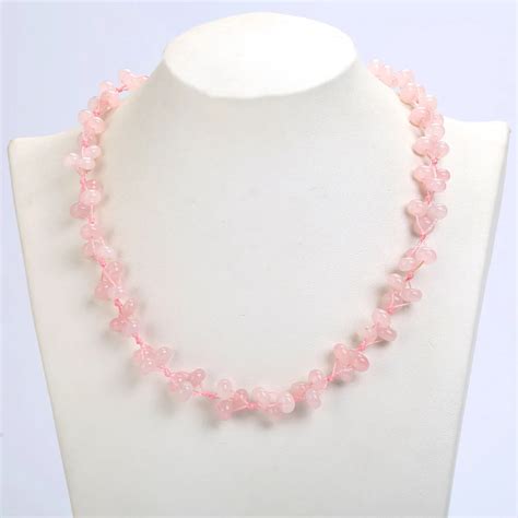 Pink Crystal Necklace Rose Quartz Necklace Women Crystal Jewelry Fashion Boutique Pendant Hand ...