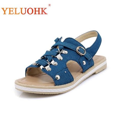 33 43 Canvas Sandals Women Big Size 2018 Women Summer Shoes Comfortable ...