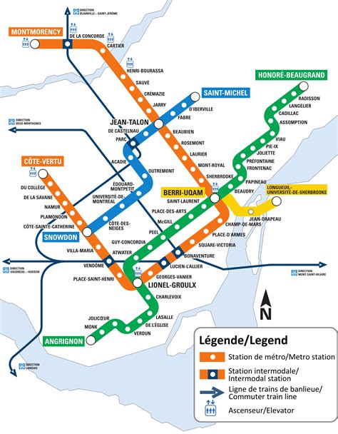 Mappa di Metropolitana di Montreal, Canada