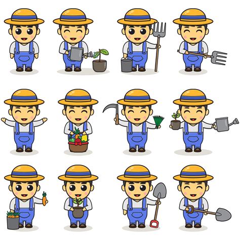 Cute cartoon farmer character. 5196557 Vector Art at Vecteezy