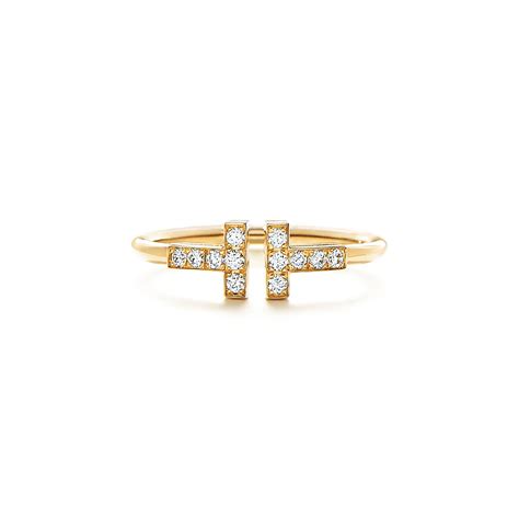 Tiffany T diamond wire ring in 18k gold. | Tiffany & Co.