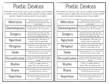 Poetic Devices- Interactive Notebook by Good Carma | TPT