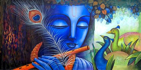 Lord Krishna Magical Flute with Peacock Painting – Flair Glass