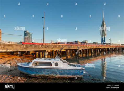 Sunset in Portsmouth Harbour, UK. Spinnaker tower in the distance Stock Photo - Alamy