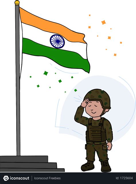 Best Free Indian soldier salute to tiranga Illustration download in PNG ...