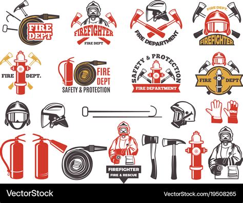 Colored badges for firefighter department symbols Vector Image