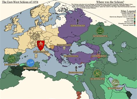 East-West Schism of 1054 & Other Religions | Map I made for AP Euro : r ...