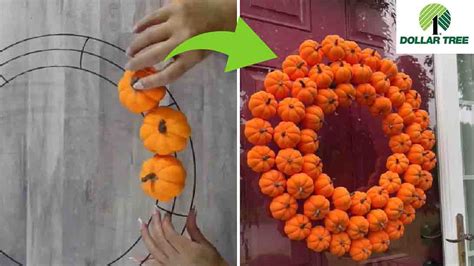 Dollar Tree DIY Mini Pumpkin Wreath Tutorial