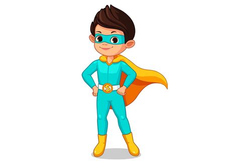 Little super hero kid cartoon 1308091 Vector Art at Vecteezy