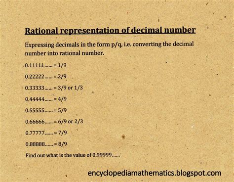 Rational representation of decimal numbers.