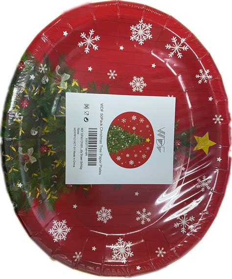 Amazon.com: WDF 50Pack Christmas Paper Plates - Oval Paper Plates 10" x 12" for Party Supplies ...