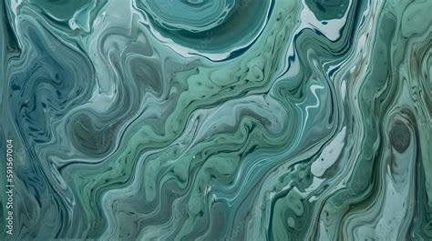 Digital Pattern Art - Blue and Green Marble Texture with Flowing Lines Created using Generative ...