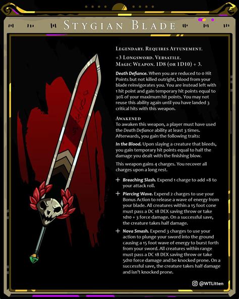 Hades Stygius Sword : r/DnDHomebrew