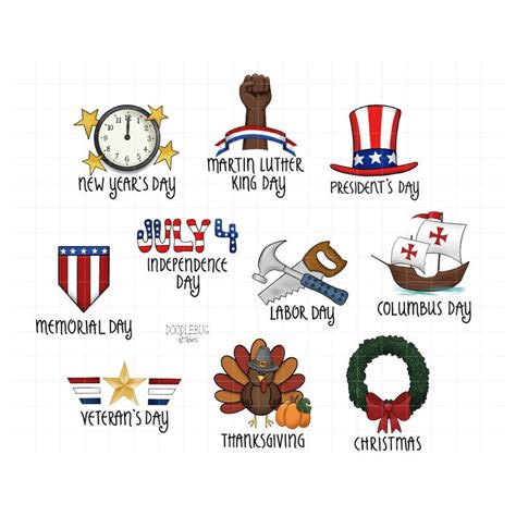 US Federal Holidays Digital Planner Stickers United States | Etsy