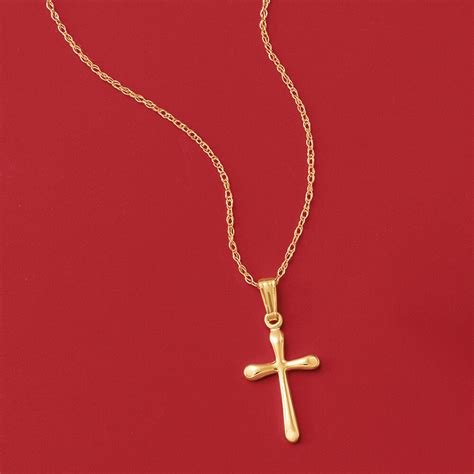 Child's 14kt Yellow Gold Cross Necklace. 15" | Ross-Simons