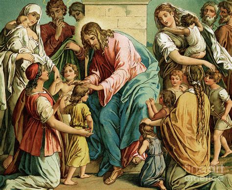 Jesus blessing little children New Testament, Bible Painting by English ...