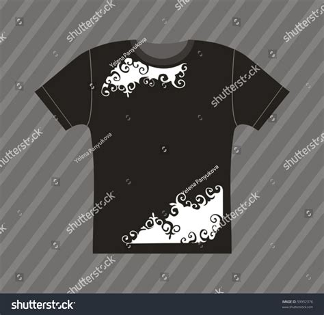 Vector Black T-Shirt Design With Ornamental Pattern - 59952376 ...