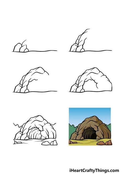 Cave Drawing - How To Draw A Cave Step By Step