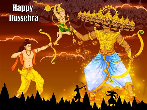 Lord Rama Killing Ravana during Dussehra Festival of India Stock Vector ...