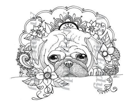 Art of Pug Single Coloring Page - Peek-A-Boo | Dog coloring book, Puppy ...