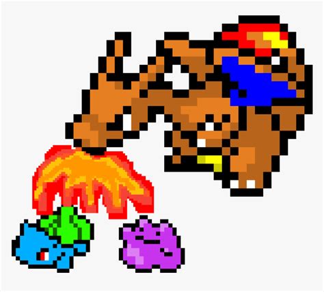 Charizard Being Mean To Minors - Charmander Evolution Pixel Art, HD Png Download , Transparent ...