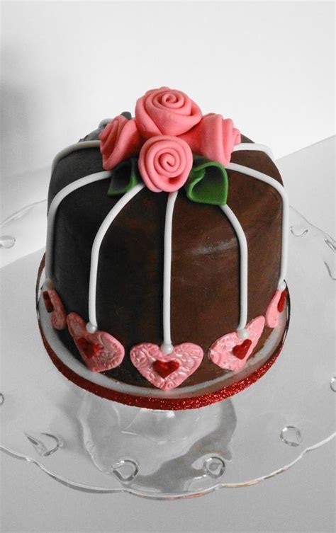 Valentine's Day Cake With Fondant Ribbon Roses - CakeCentral.com