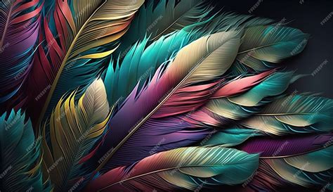 Premium AI Image | A colorful feather wallpaper with a black background and a colorful feather ...