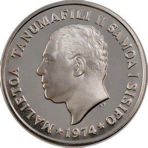 Samoan Silver Tala "Tanumafili II" 1974 KM# 19a | coinscatalog.NET